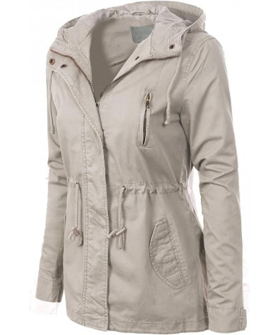 Women's Lightweight Military Safari Anorak Utility Junior Fit Hoodie Jacket Stone Grey (Junior Fit) $23.96 Jackets