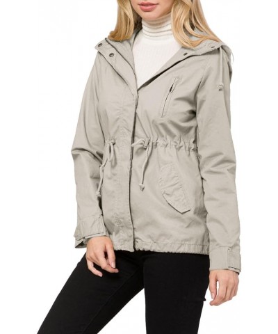 Women's Lightweight Military Safari Anorak Utility Junior Fit Hoodie Jacket Stone Grey (Junior Fit) $23.96 Jackets